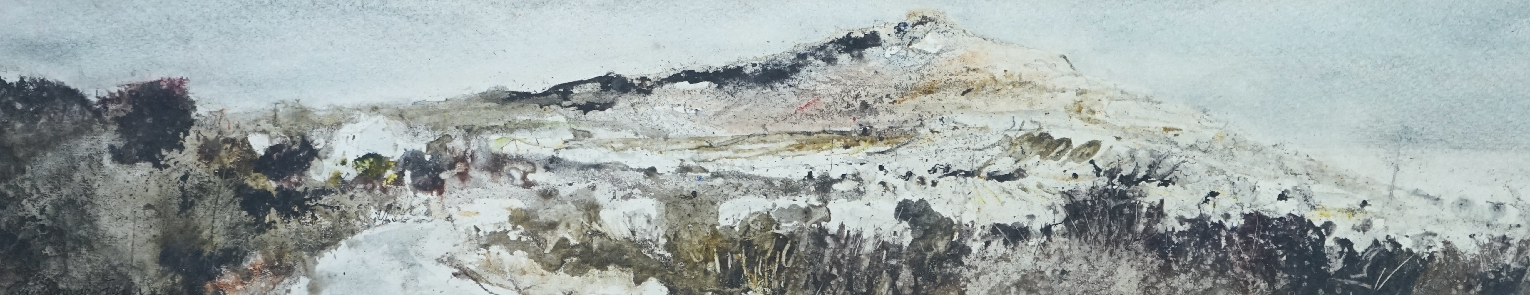 John Knapp-Fisher (British, 1931-2015), Extensive coastal landscape, ink and watercolour on paper, 14 x 65cm